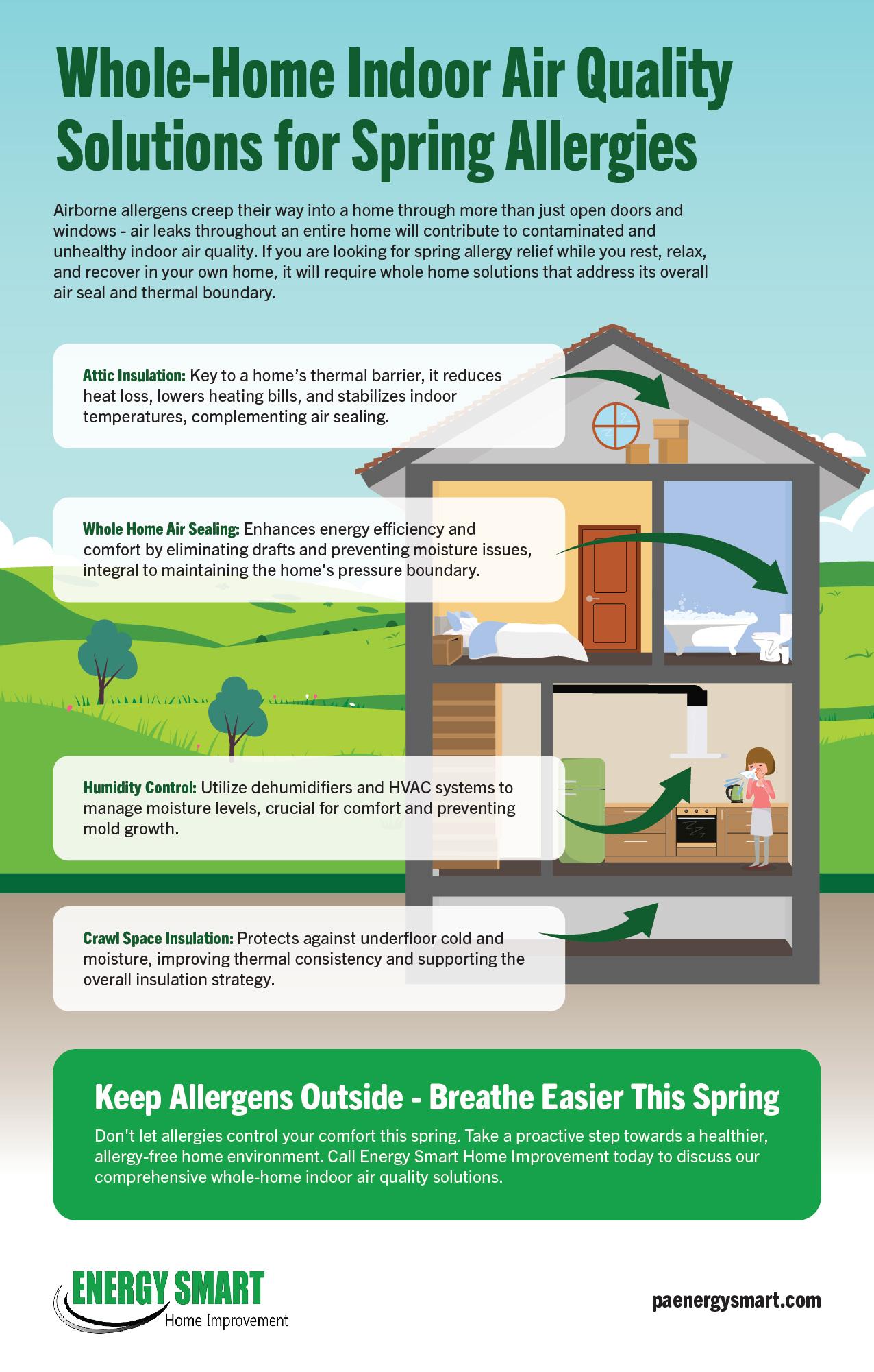 Whole-Home Indoor Air Quality Solutions for Spring Allergies infographic 